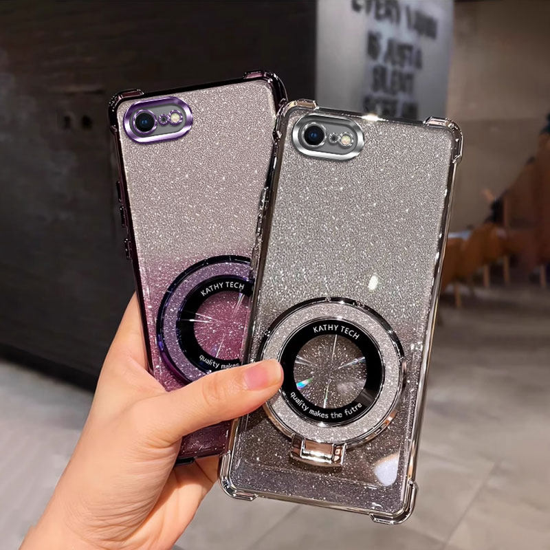 四角防摔支架适用于苹果se第二代手机壳透明iphonese第2代保护套applese2外壳电镀se2磁吸套男女款简约全包