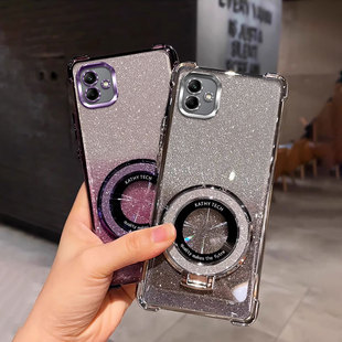 四角防摔带支架适用于三星A05手机壳SM 全包女男潮电镀保护套 A055F软盖乐世ao5简约3星α05网红sxA05纯色新款