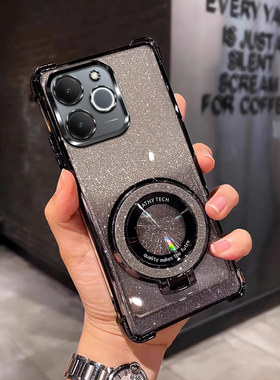 四角防摔带磁吸支架适用于适用realme真我note70t手机壳简约全包男女个性新款网红note70t外壳透明电镀保护套