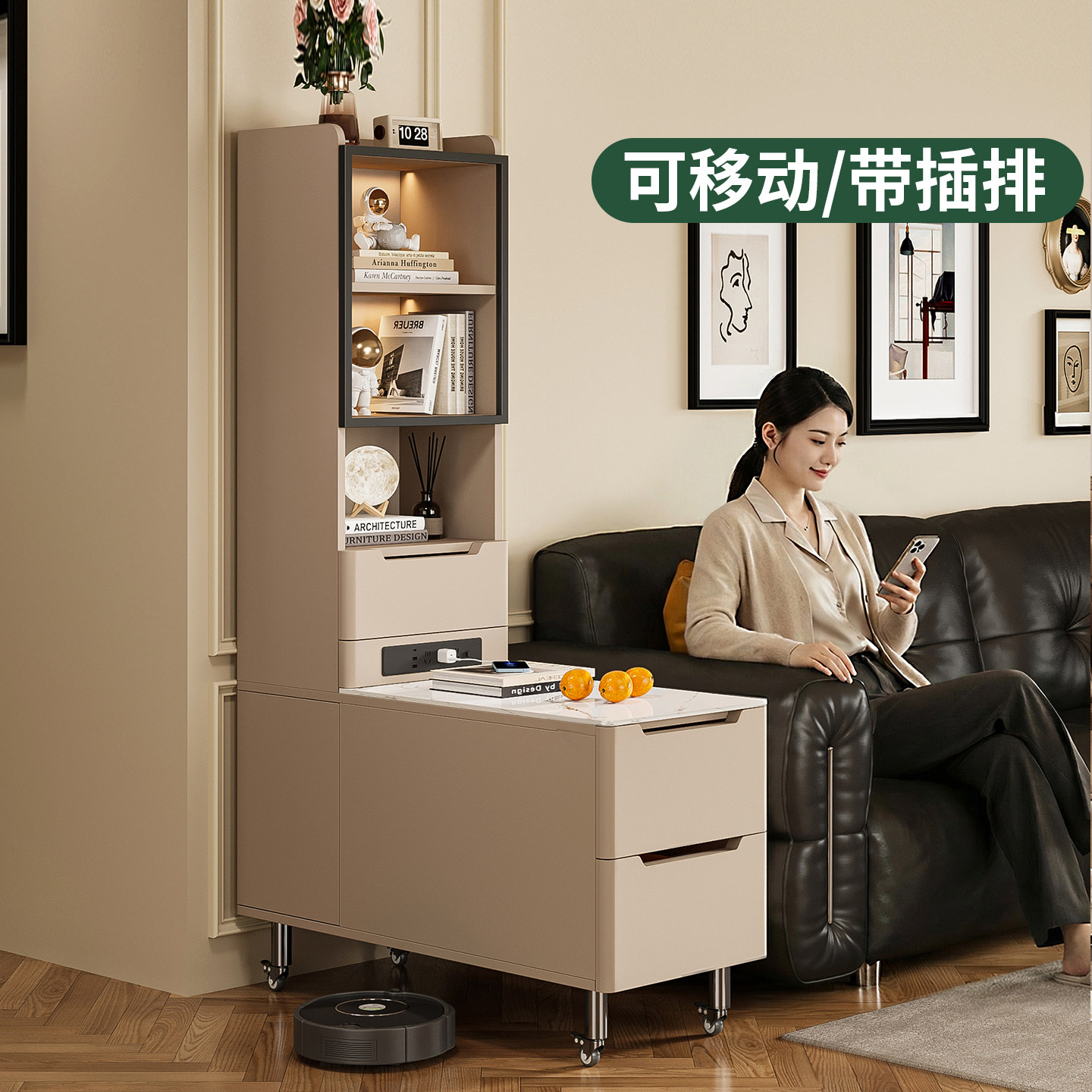 沙发边柜侧边柜可移动边几轻奢高级感客厅实木小茶几置物架小桌子