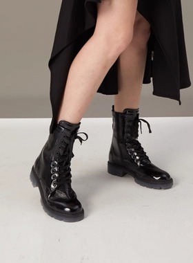 德国CAPRICE凯蝴蝶女鞋秋冬新品系带时尚舒适薄绒高帮马丁靴25251