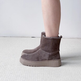 40码德国Gabor嘉宝女鞋2025秋冬新品牛皮羊绒坡跟雪地靴73.542