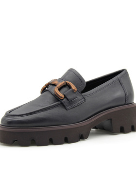 德国Ara鹦鹉女鞋春夏新品时尚牛皮扣饰超轻软底厚底乐福鞋21701