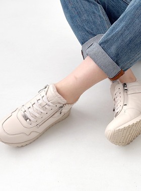 德国CAPRICE凯蝴蝶女鞋2025秋冬新品牛皮加绒时尚休闲雪地靴25201