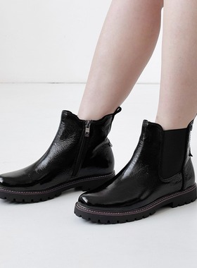 德国CAPRICE凯蝴蝶女鞋2025秋冬新品牛皮舒适低跟切尔西短靴25412