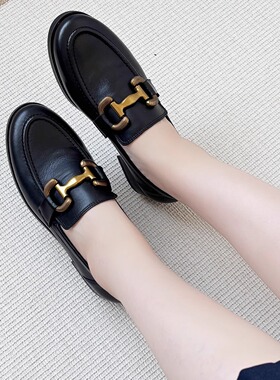 德国Gabor嘉宝嘉步女鞋2025秋冬新品羊皮低跟马衔扣乐福鞋72.422