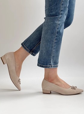 德国PETER KAISER女鞋2025春夏新品羊皮尖头蝴蝶结中跟单鞋72241