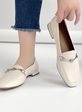 奥地利hogl友高女鞋2025春夏新品羊皮金属马衔扣低跟乐福鞋100920