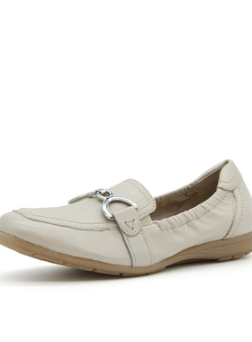 德国CAPRICE凯蝴蝶女鞋春夏新品牛皮金属扣舒适坡跟奶奶鞋24650