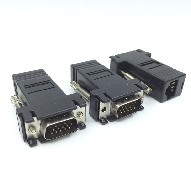 vga转rj45网口转VGA公转接头网线连接器延长器显示器网络口转换头