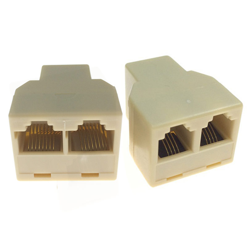 网线Rj45三通头网络口8P8C水晶头接口电话线rj11一拖二6p4c一分二