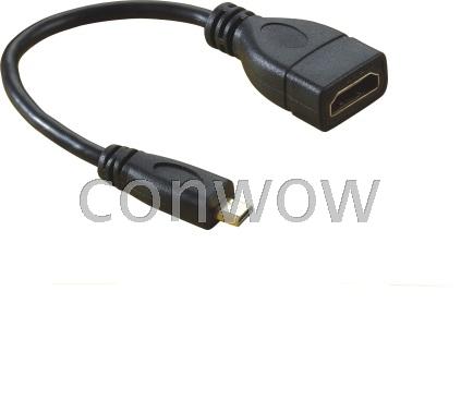 Micro HDMI转HDMI母转接头短线 微型HDMI公转HDMI母高清线小转大