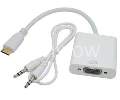 mini HDMI转VGA母带3.5音频高清转换器 迷你C型转VGA转接线转接头