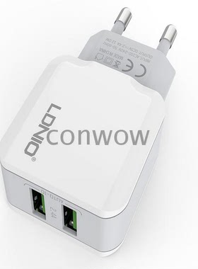 LDNIO 5V 2.4A 平板电脑手机充电器 2口USB欧规欧洲韩国德国插头