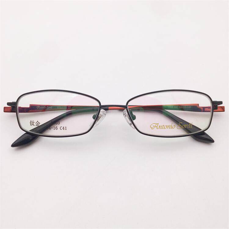 珍藏孤品外贸原单黑色钛金全框小方框红色造型镜腿文艺气质眼镜架