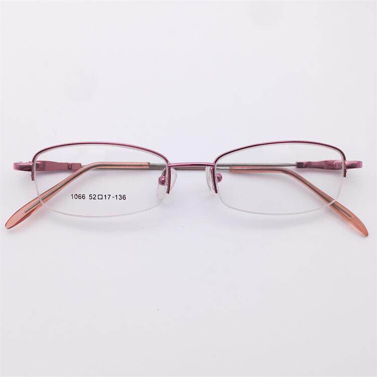 外贸原单德国订单粉色商务气质半框记忆金属镜腿百搭近视眼镜架女