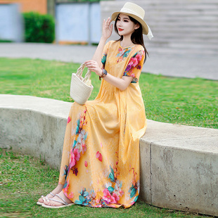 2026初夏穿搭新款高档棉绸连衣裙今年流行爆款度假沙滩裙显瘦外穿