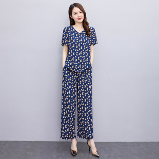 2026新款夏季高级感棉绸套装女中年妈妈九分休闲大码两件套运动装