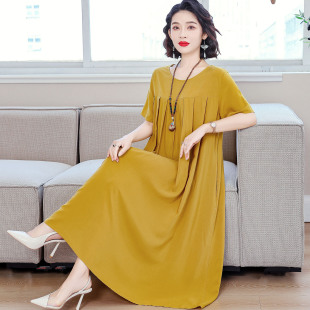 裙子外穿宽松显瘦 人造棉连衣裙家居大码 2026新款 高档棉绸睡裙夏季