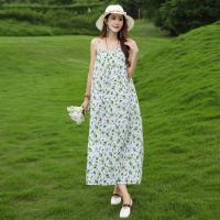2026 New Summer style: Stunning and high-end cotton silk halter dress, floral print dress, Mom's beach vacation dress thumbnail 3