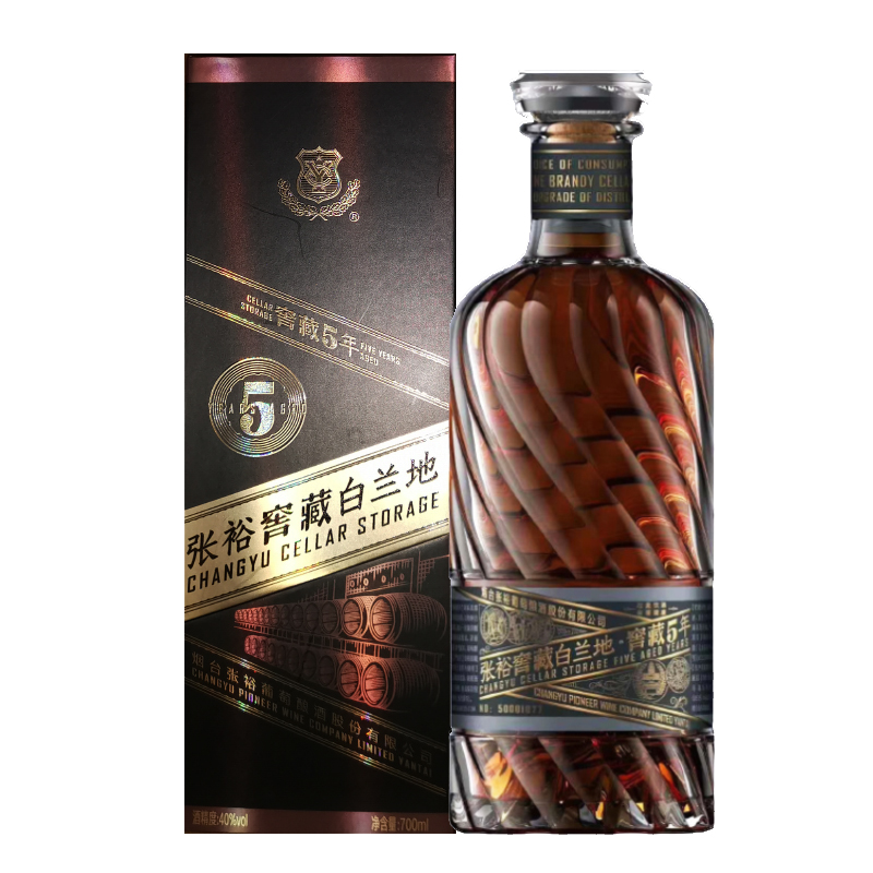 张裕窖藏5年白兰地金奖白兰地五年橡木桶窖藏陈酿40度700mL