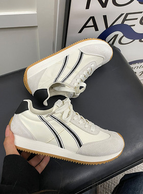 春季软底复古德训鞋女鞋2025新款网面透气休闲丑萌平底运动鞋板鞋