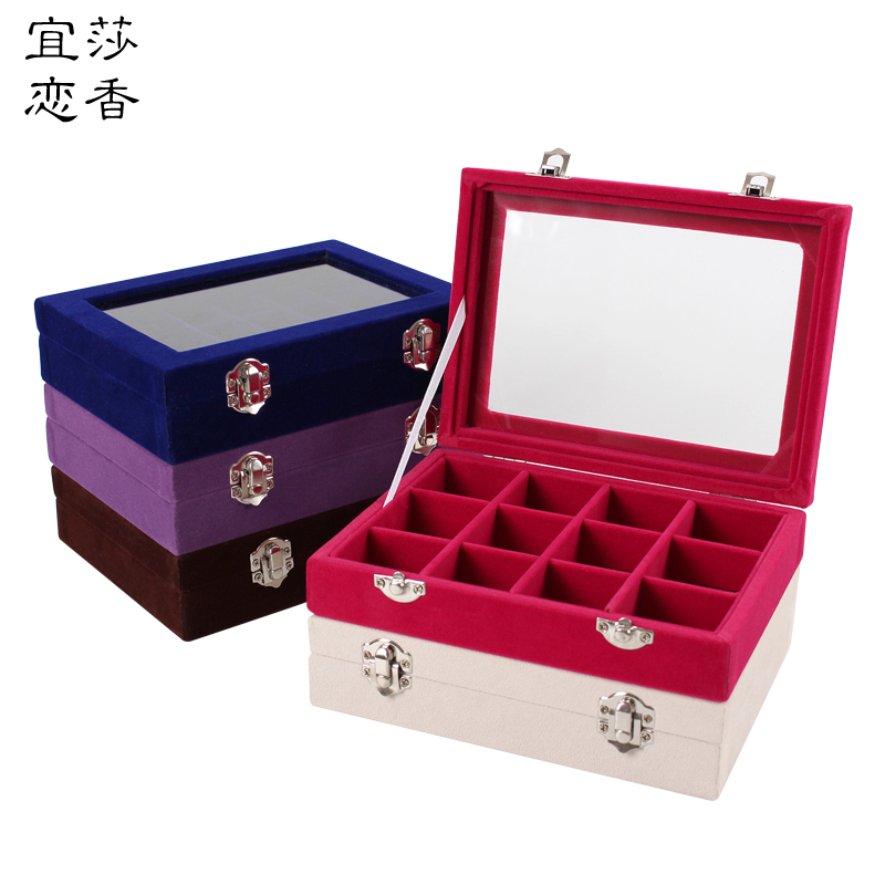珠宝首饰收纳展示盘 项链吊坠带盖饰品箱 戒指耳钉耳环手链手镯盒