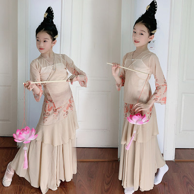 放灯行舞蹈服装女王诗意中国风飘逸超仙表演纱衣古典舞儿童演出服