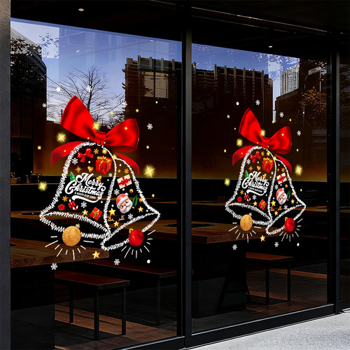 2026圣诞节静电贴店铺门装饰布置玻璃贴纸氛围玻璃贴窗花装扮窗贴