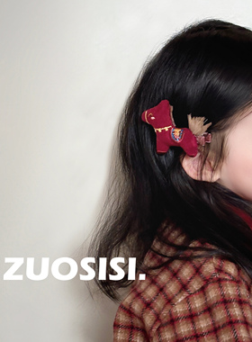 马年生肖儿童发饰 女童敲可爱发夹 新年宝宝红色卡通头饰