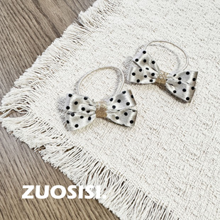 高级感女童波点蝴蝶结对夹发圈 简约复古儿童百搭头饰