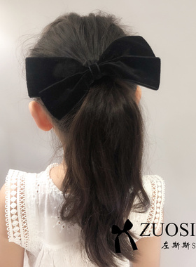 黑色大蝴蝶结发圈韩国潮童发饰女童春季丝绒发绳儿童时尚发饰