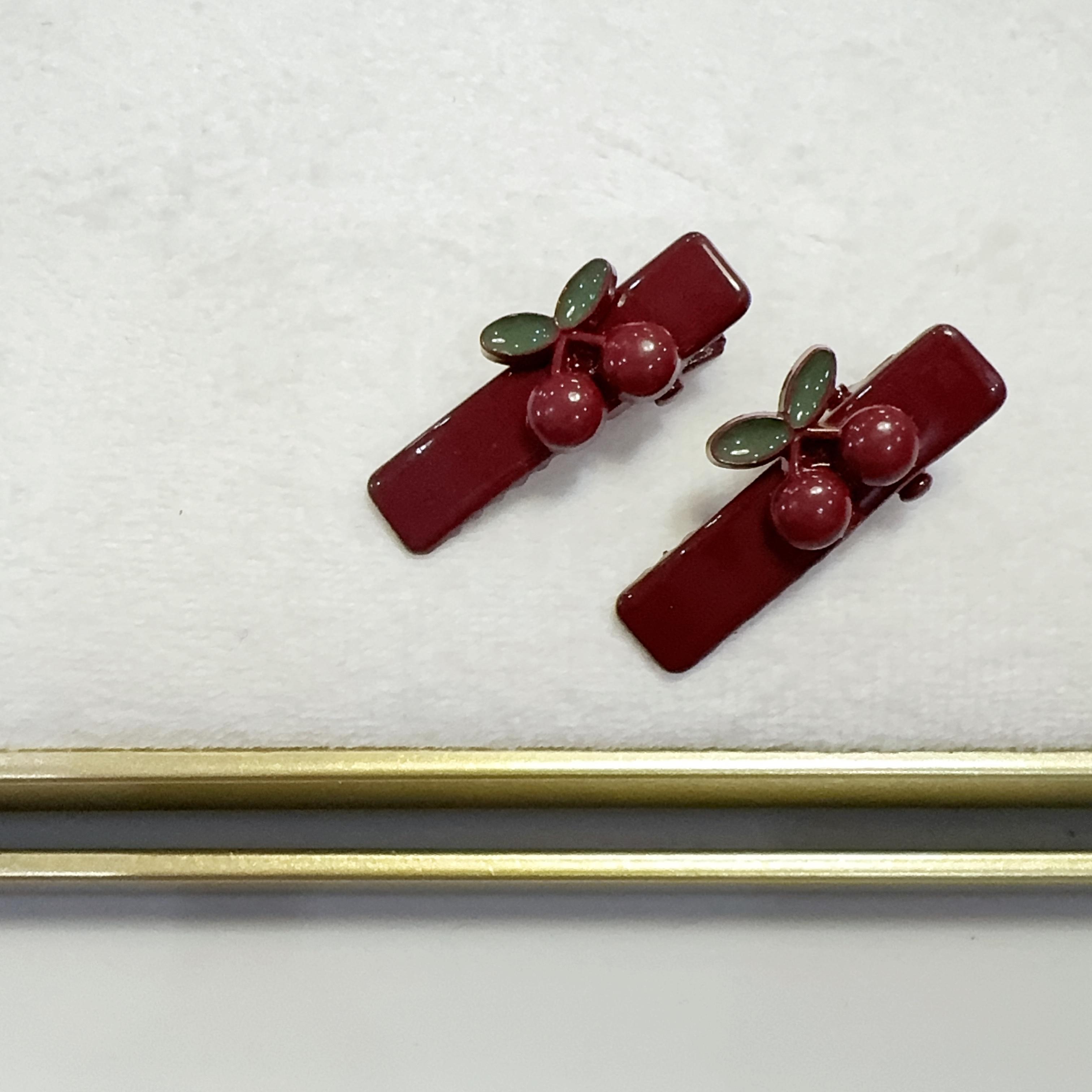 新款复古红色小樱桃发夹