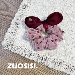 ZUOSISI秋冬新款儿童红丝绒发饰 女童大蝴蝶结肠圈 粉色发箍