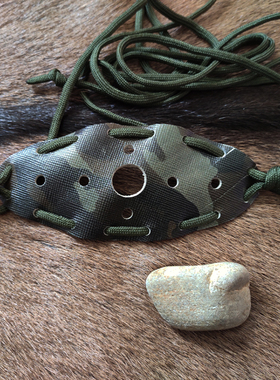 Primitiv头层牛皮手工制作投石索抛石索飞石索甩石鞭slingi迷彩版