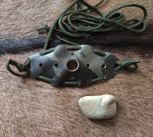Primitiv头层牛皮手工制作投石索抛石索飞石索甩石鞭slingi迷彩版