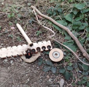 Primitiv 钻木取火弓钻 手持轴承压板 手工木制复古原始bushcraft