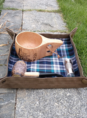 Primitiv 户外露营复古油蜡帆布托盘格子内衬帆布收纳垫bushcraft