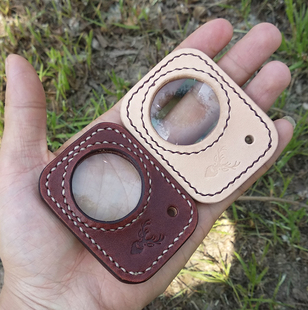 Primitiv 户外野营求生凸透镜点火工具植鞣革牛皮放大镜取火