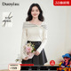 显瘦打底衫 朵以2026春季 针织衫 优雅条纹蝴蝶结一字领修身 新款