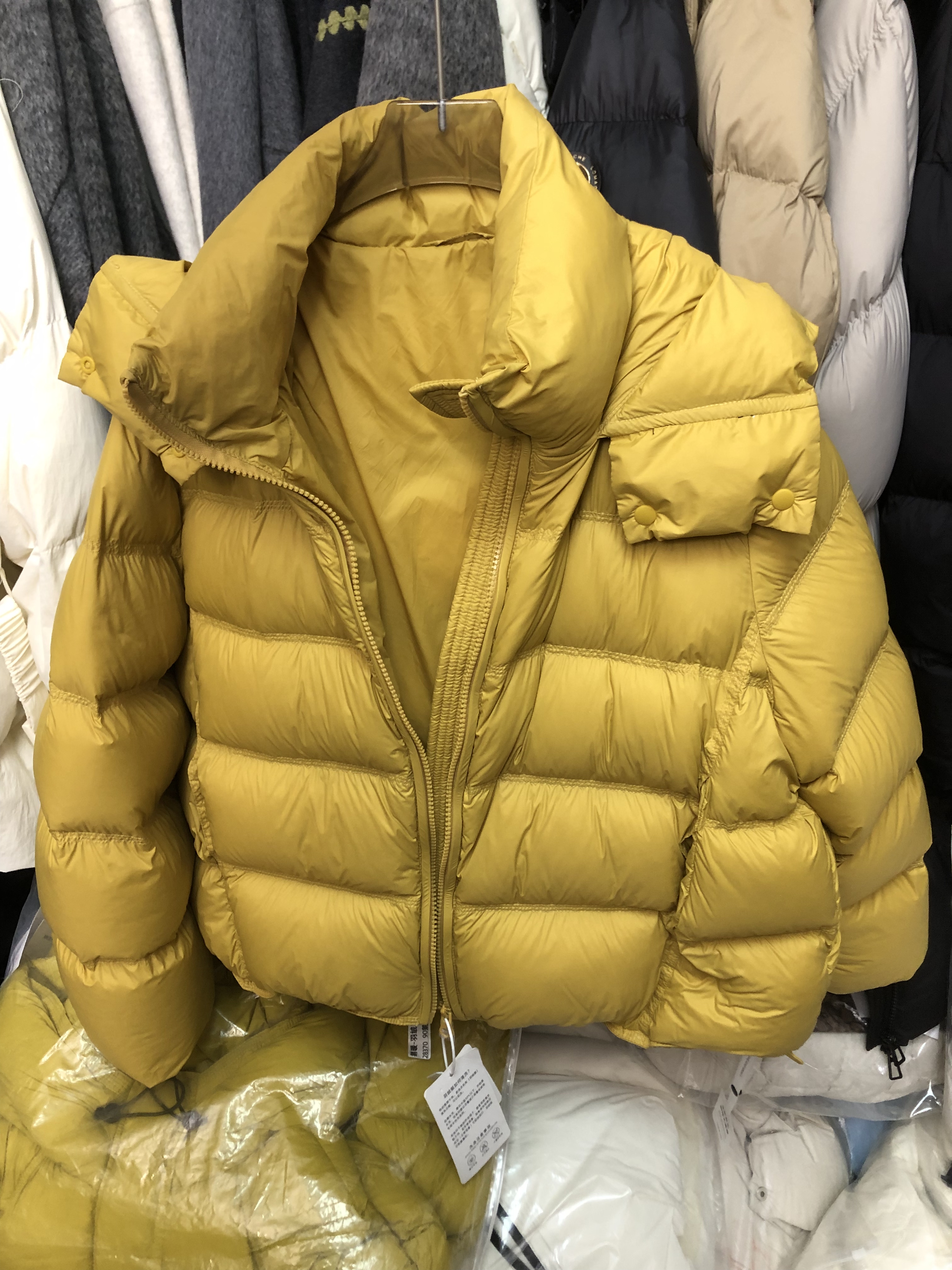 开包实拍孤品新款90白鸭绒连帽羽绒服