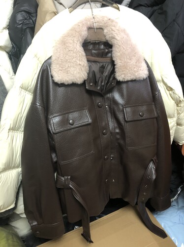 绵羊皮衣100%羊毛领皮草外套女短款90鹅绒可拆内胆腰带款时尚潮流