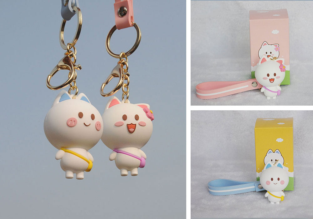 桃小仙小蓝 钥匙挂件 pvc材质 微信表情 动漫周边 官方正版