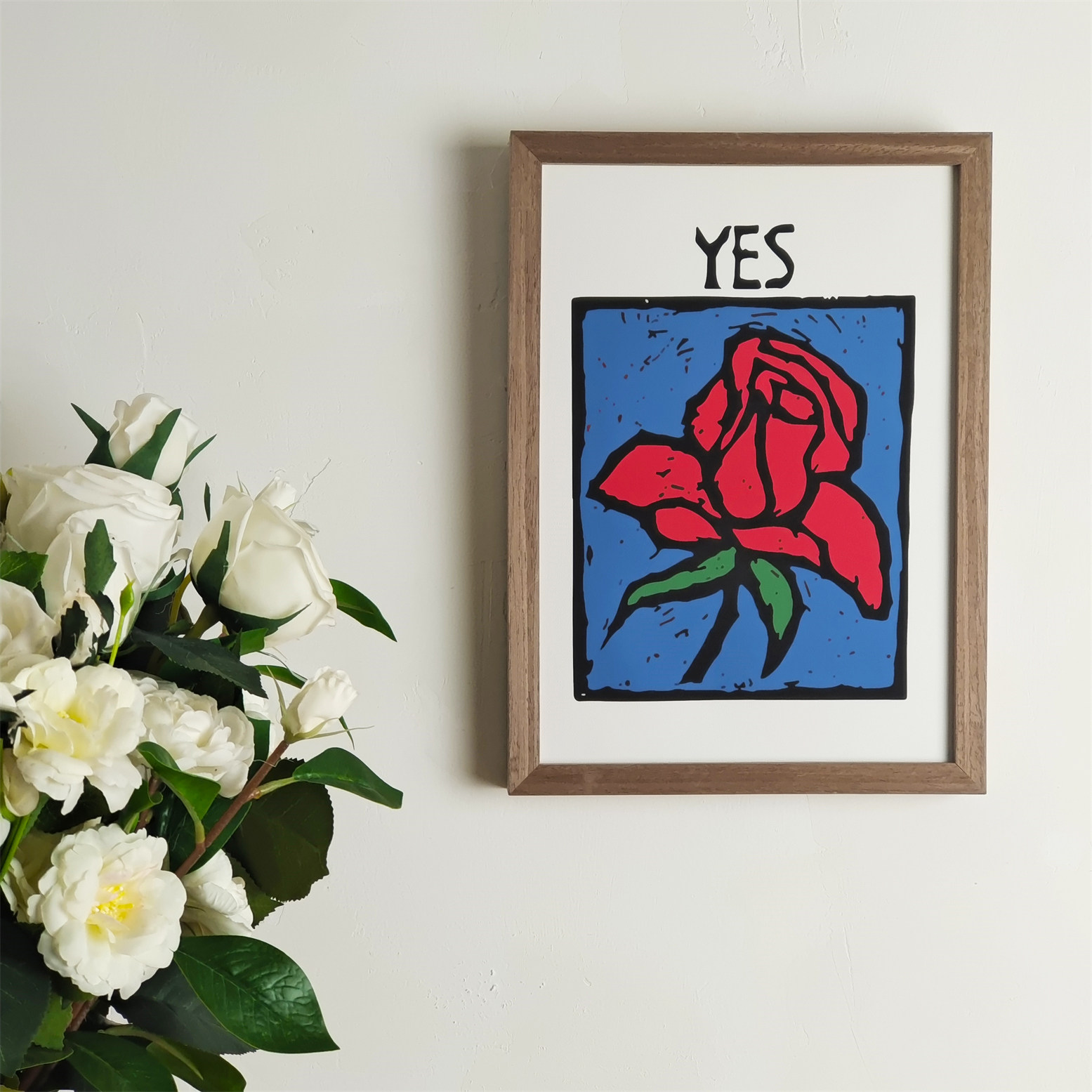 yes红玫瑰法式复古风情人节装饰画客厅卧室床头玄关斗柜挂画定制