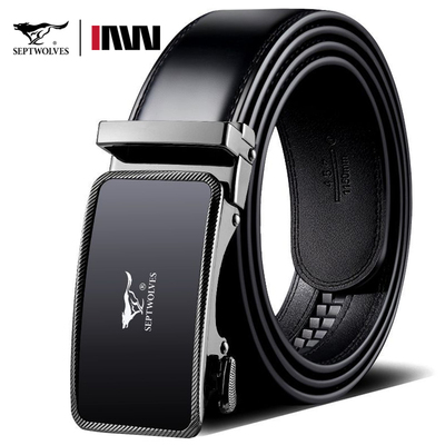 自动扣腰带二层牛皮男士高档合金