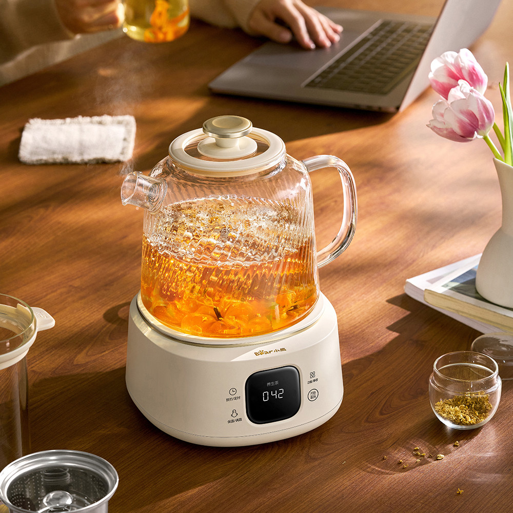 小熊全玻璃养生壶炖煮一体家用办公室电热水壶2025新款YSH-E12S2