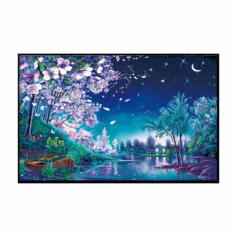 2022新款钻石画卡通浪漫风景夜色客厅卧室满钻粘贴十字绣贴钻外贸