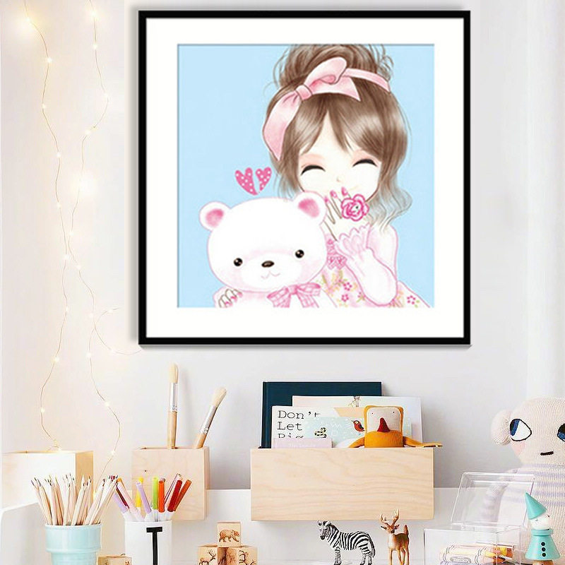 2022新款5d钻石画儿童卡通女孩人物客厅卧室满钻砖石绣粘贴十字绣