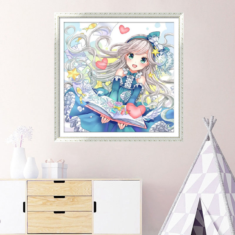 2022新款钻石画儿童卡通女孩人物客厅卧室满钻粘贴十字绣钻贴外贸