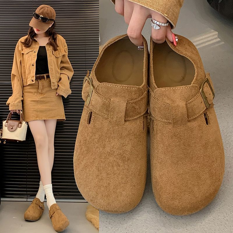 35-42加绒勃肯鞋女平底豆豆鞋